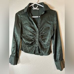 ZARA- Elegant Green Satin Blouse